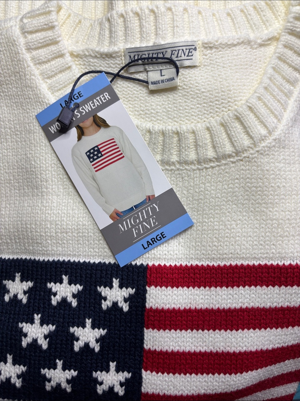 Mighty Fine Mighty Fine Women's Americana Flag Sweater July 4th Independence Day - Picture 4 of 10